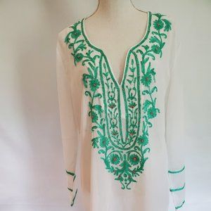 Club Z Collection Sheer White Tunic green design